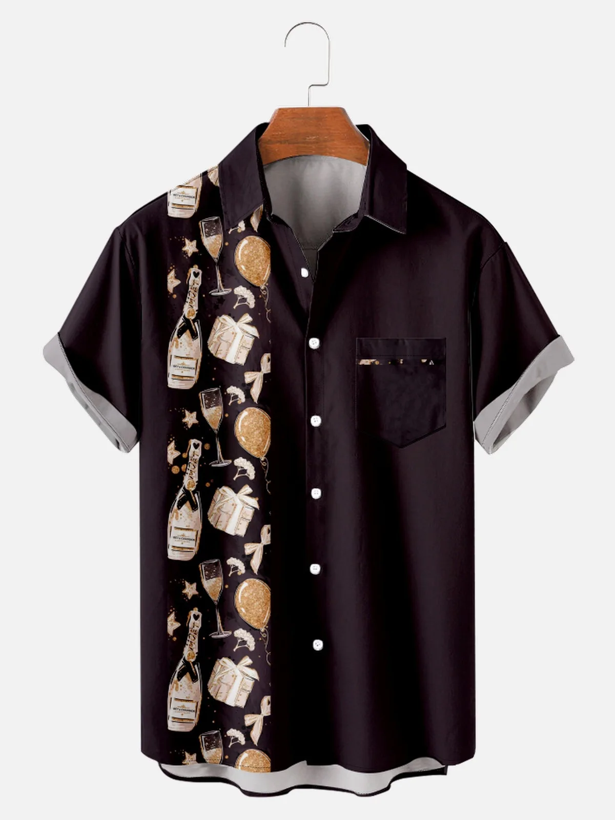 

Men's Elegant Shirt Black Shirt Fashion Print Designer Summer Loose Breathable Short Sleeve