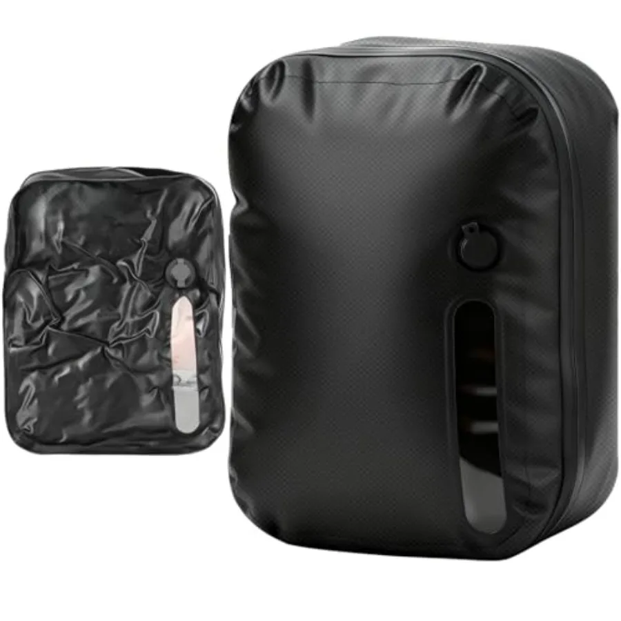

Travel vacuum storage bags for carry-on suitcase and backpack, reusable TPU material, black, IPX8 waterproof and airless compre