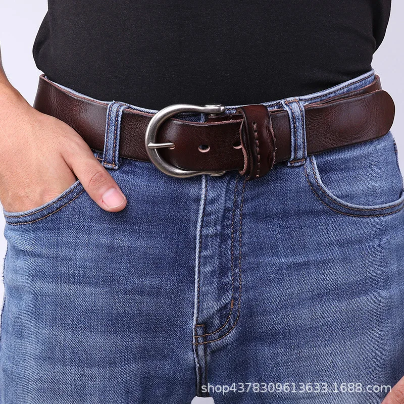 

Fashionable Cowhide Belt for Men, Trendy and Versatile Waistband for Young People