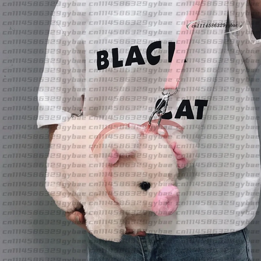 Pink Piglet Plush Bag Korean Version Large Capacity Lady Shoulder Bag Cartoon Ins Cute Doll Messenger Bag Handbags Crossbody