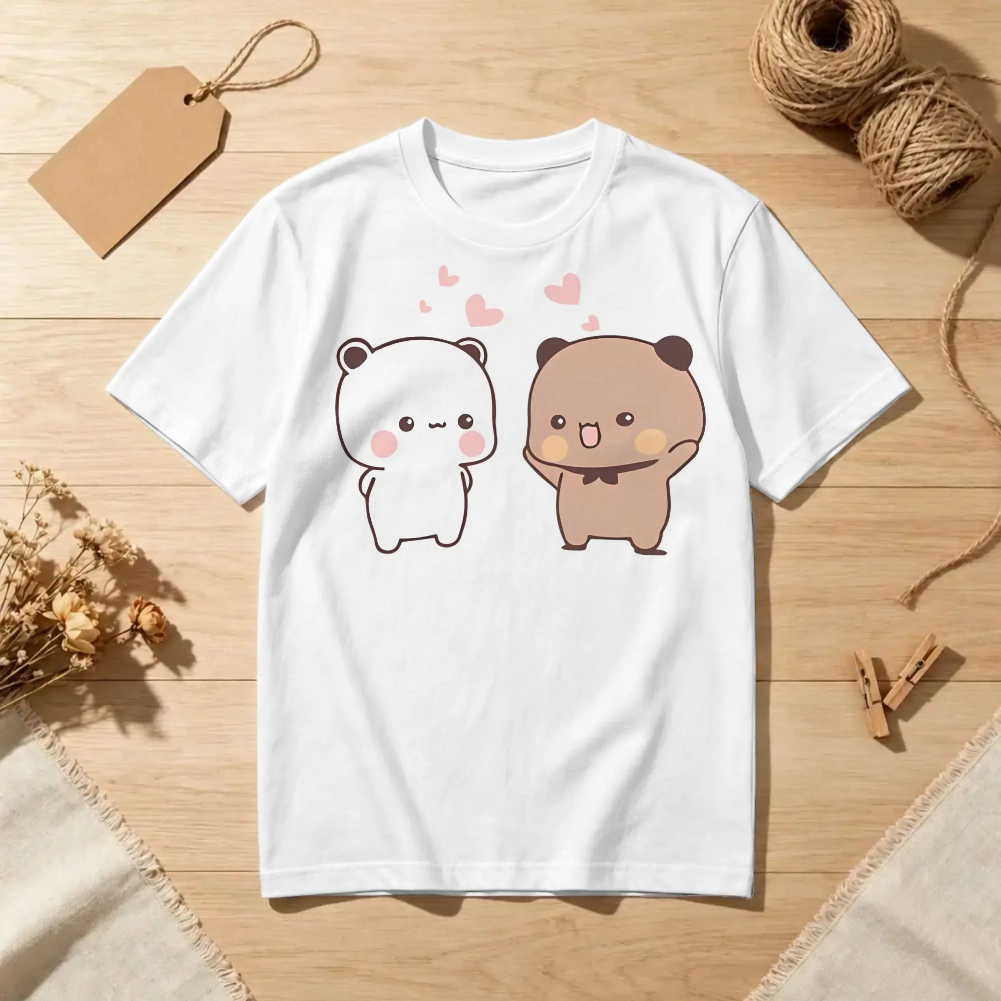 Men Women T-Shirts Bubu Dudu Bear and Panda Vintage Pure Cotton Tee Shirt Short Sleeve  T Shirt O Neck Clothing Printed