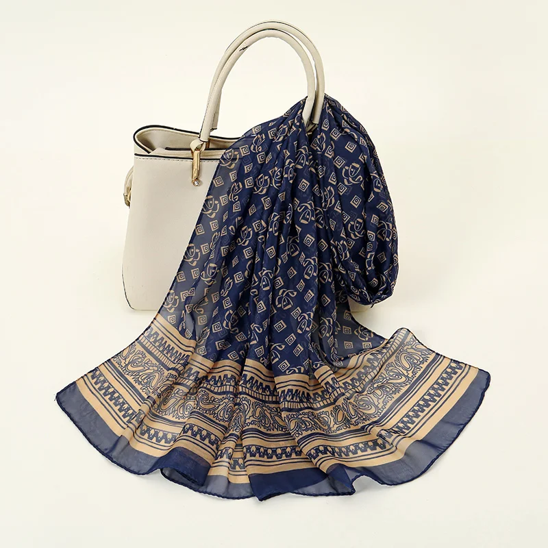 Fashion Paisley Printed Chiffon Silk Scarf Women Lightweight Shawl Summer Outdoor Sun Protection Long Muffler 150*50cm