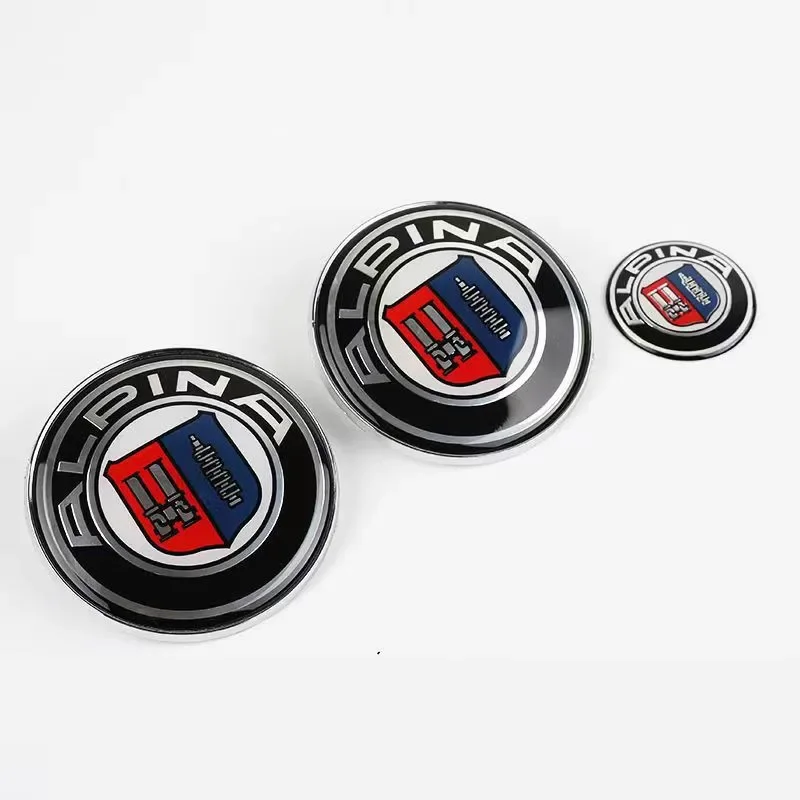 1-7pcs ALPINA car Front Hood Emblem 82mm+Rear Badge 74mm+Hub Cente Cap Rims 68mm+steering Wheel sticker 45mm styling Accessories