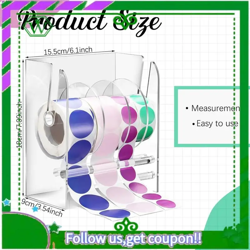 Reliable-Adjustable Label Dispenser Acrylic Sticker Roll Dispenser Sticker Roll Holder Clear Label Holders Sticker Holder 4 Disk