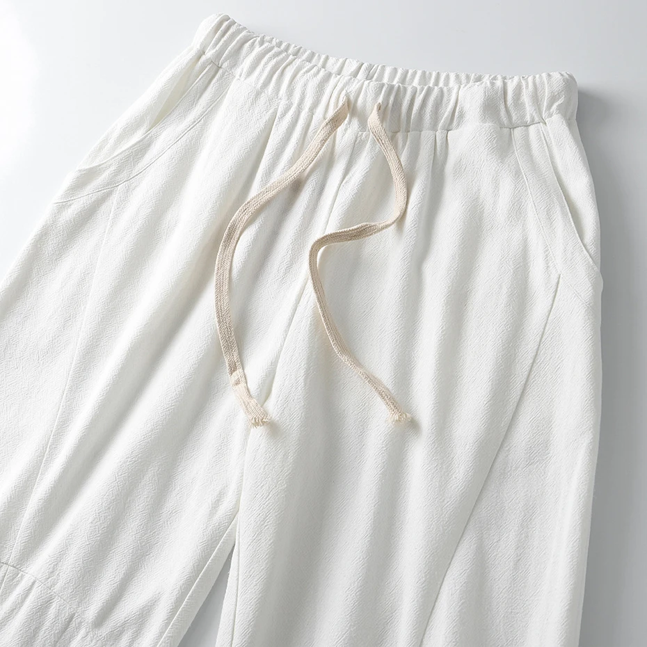 Solid Color Linen Pants Men 9XL Plus Size Pants Fashion Casual Pencil Pants Male Linen Trousers Big Size 9XL