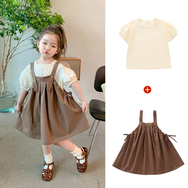 ' New Western Style Baby Two-Piece Girls' Suit Summer Children'S Dress