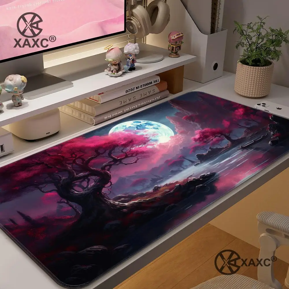 

Full moon scenery of ancient buildings Mouse Pad large keyboard mouse desk pad non-slip rubber gaming mouse pad