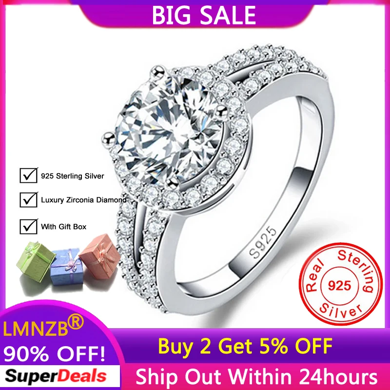 With Gift Box! 100% Certified 925 Sterling Silver Rings Sparkling Zirconia Diamant Wedding Band Rings for Women Fine Jewelry