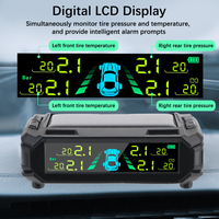 Auto Security Alarm Systems Car Tire Pressure Monitoring System Tyre Temperature Monitor Digital LCD Display USB / Solar TPMS