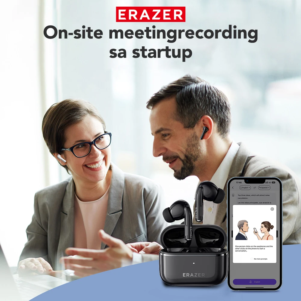 ERAZER XT89 PRO سماعات ترجمة بلوتوث 5.4 سماعات رأس لاسلكية للدردشة، تطبيق معادل ترجمة في الوقت الحقيقي