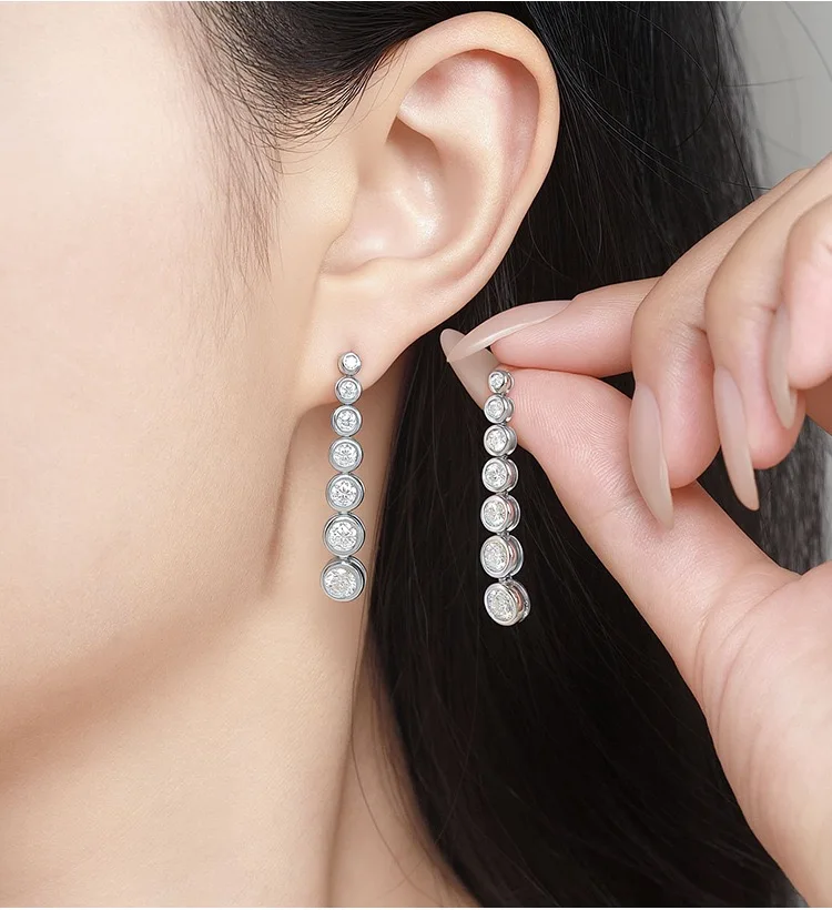 3,18 Karat D-Farbene Moissanit-Diamant-Blasen-Quasten-Ohrringe aus 925 Sterling Silber, Edle Damenschmuck Hängeohrringe, Geburtstagsgeschenk – Detail 6