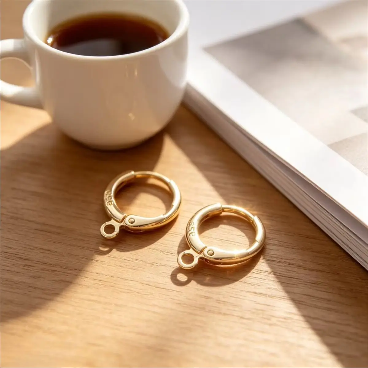 Brass Gold Plated Round European Ear Hoops With Hanging Loop DIY Handmade Earring Jewelry Findings