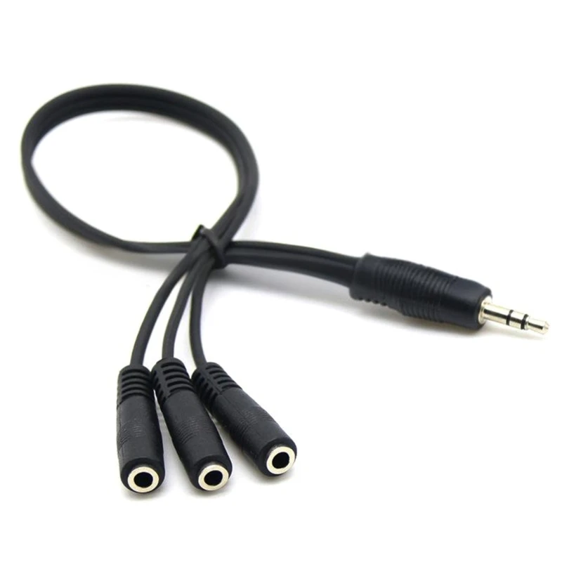 3.5mm Male to Three Female Stereo Cord Extension Cable Microphones Wire Line for Smartphones and Tablets