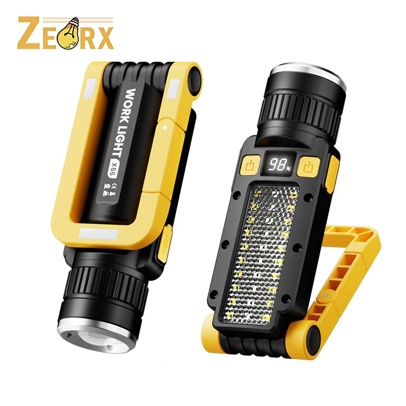 

Rechargeable LED Magnetic Multi-Functions Flashlight, Portable Work Light 7 Flashlight Modes with 360° Rotating, Hook, Carabiner