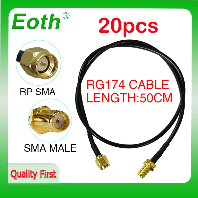 

EOTH коаксиальный 20 шт. SMA штекер-гнездо 2,4 IOT Антенный Разъем Pigtail коаксиальный Джампер Удлинительный кабель RG174 по индивидуальному заказу