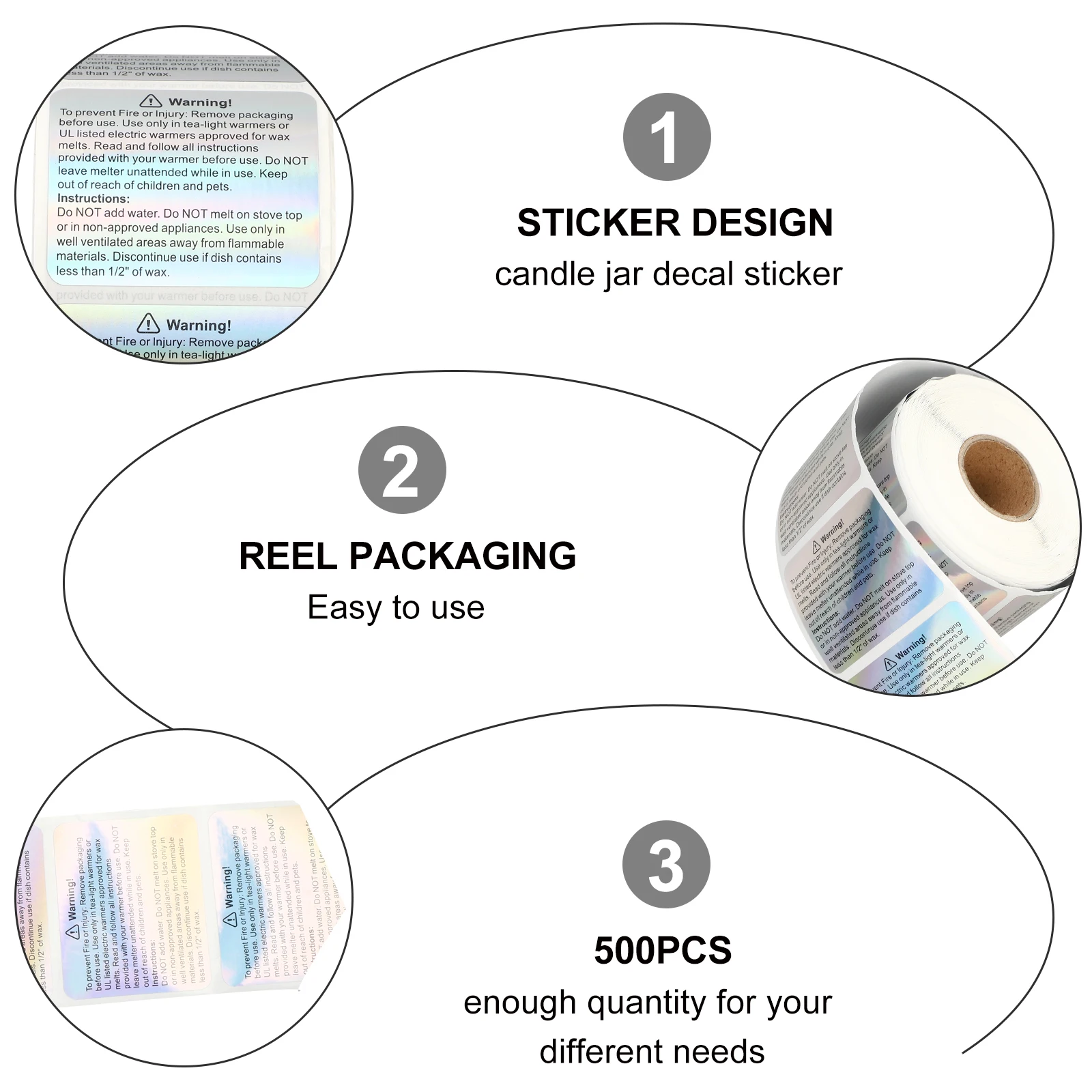 

500 Pieces 1.5 Inch Warning Labels C Safety Stickers Jar Decal Adhesive Tealight Wax Melt Labels Smooth Surface Glass Metal