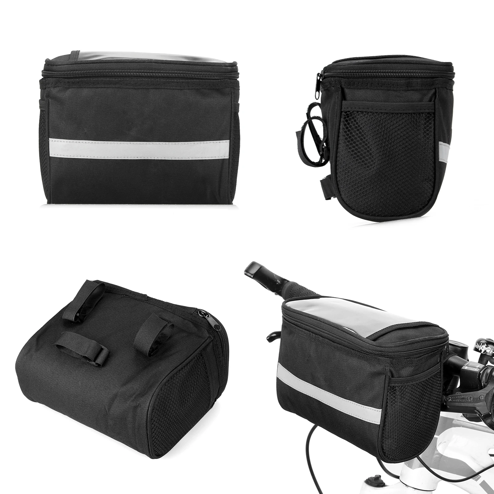 Cycling Bike Bicycle Insulated Front Bag MTB Bike Handlebar Bag Basket Pannier Cooler Bag with Reflective Strip