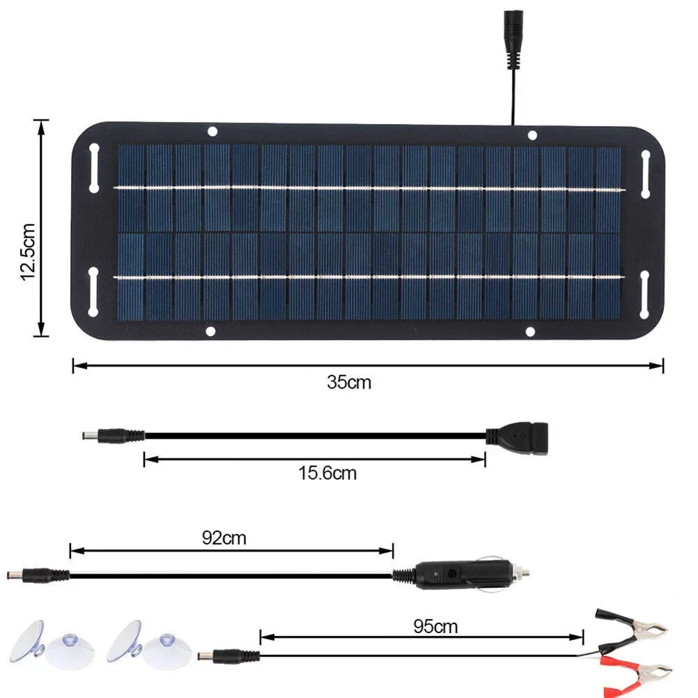 トリクルソーラーパネル充電器,バッテリー充電器キット,両頭クリップ,USBメスケーブル,30W, 12V