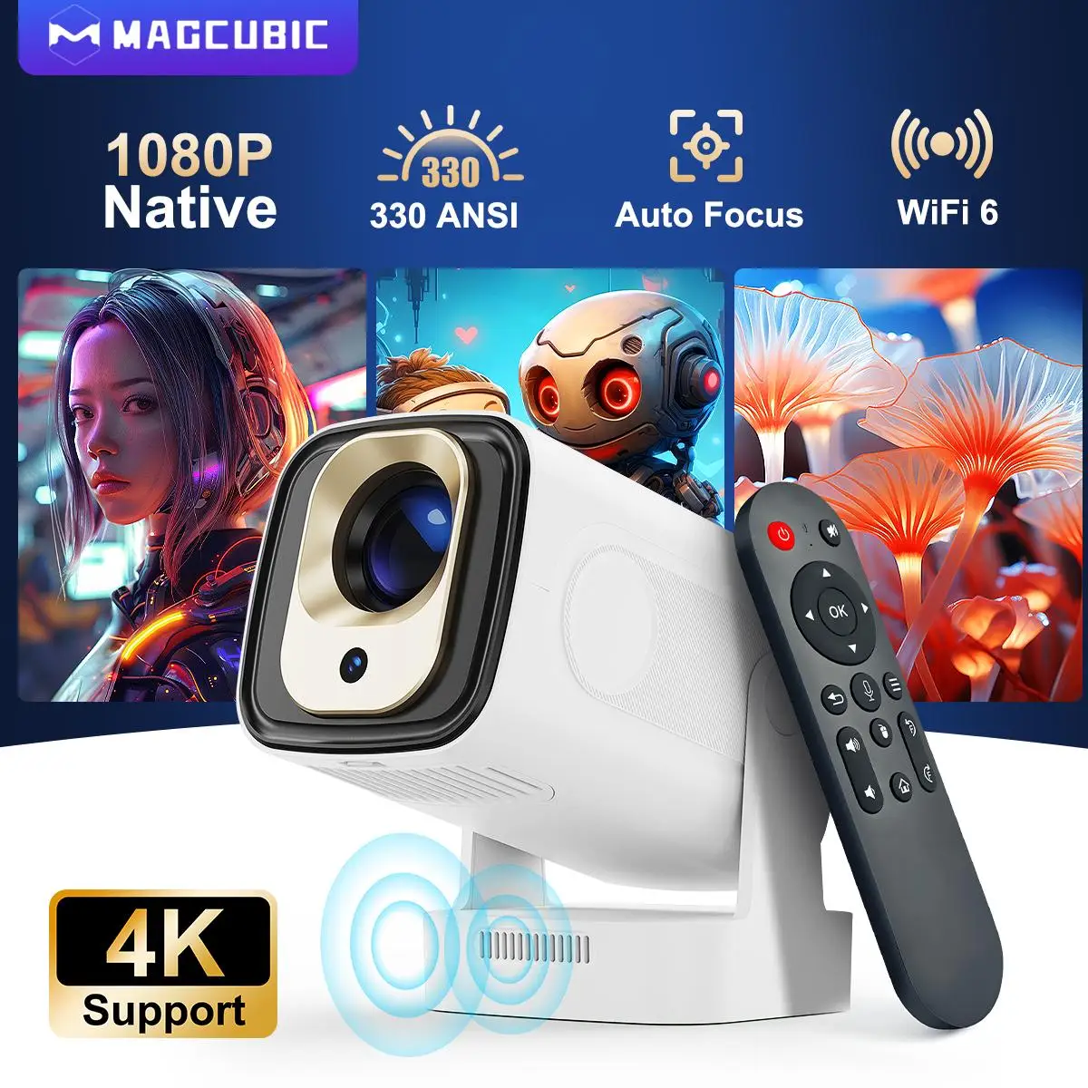 Magcubic HY310 Projetor 4K Nativo com Foco Automático