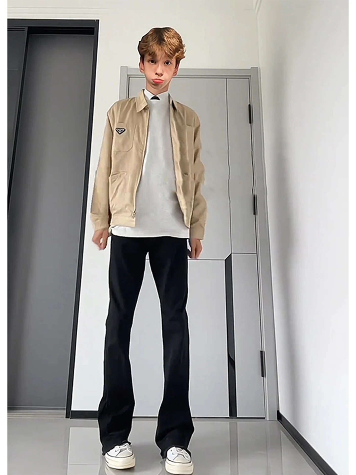 

Cleanfit Men's Slim Fit Straight Leg Jeans mid High Waist Thin Version American High Street Sle Casual Straight Tube Pants