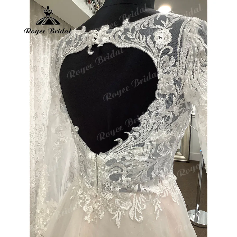 Brautkleid-corpiño de encaje de manga larga con cuello en V, vestido de novia bohemio de playa con espalda abierta, bata de boda Sexy, 2023