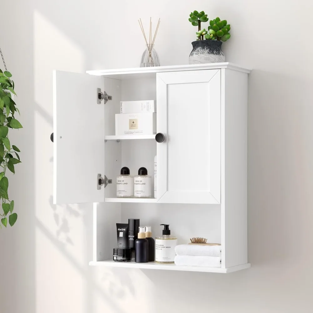 

White Bathroom Wall Cabinet 24x30 Inch Over Toilet Storage Cabinet Wall Mounted Wooden Medicine Cabine