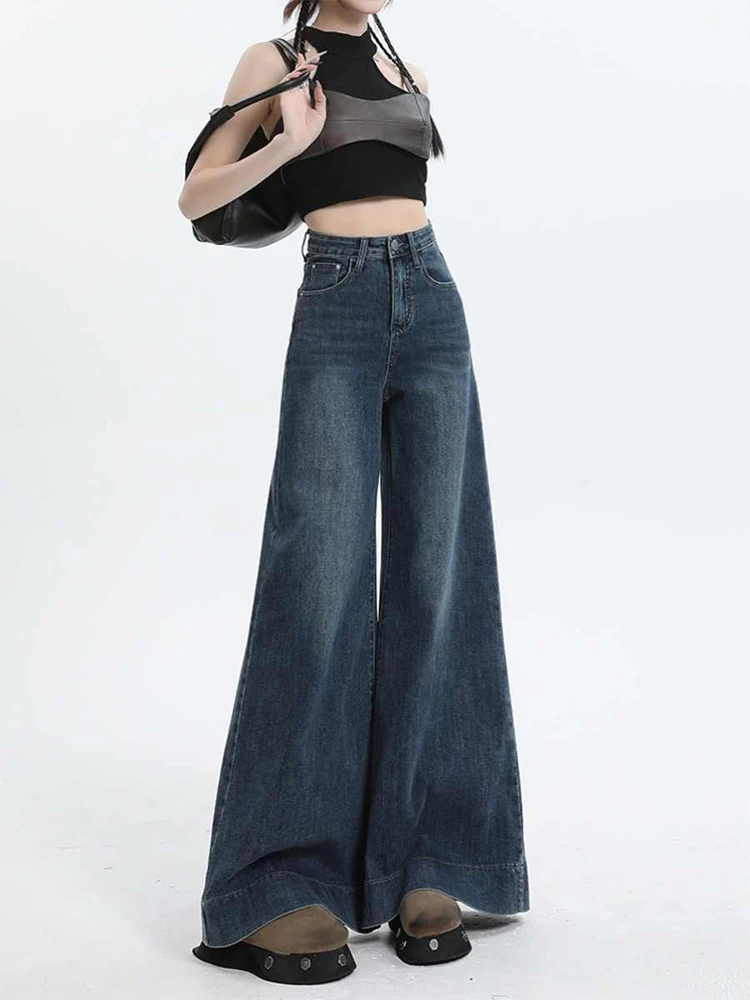 

Women's Blue Baggy Y2k Jeans Harajuku Oversize Wide Leg Denim Trousers Japanese 2000s Style Vintage Jean Pants Trashy Clothes