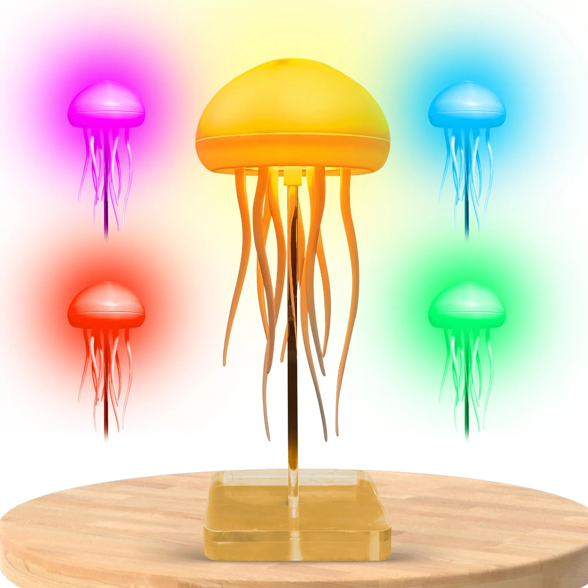 

Jellyfish Lamp LED Mood USB Rechargeable Table Lamp with Touch Sensor and Voice Control RGB Gradient Desk for Bedroom