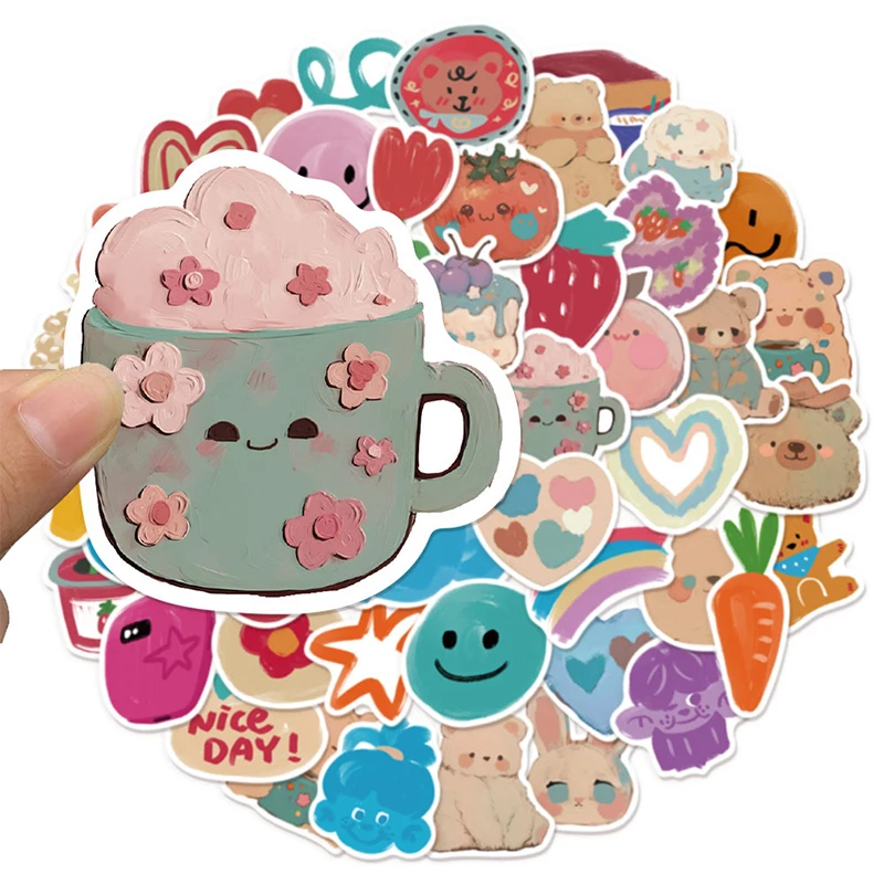 

50 шт. корейский стиль мультфильм картина маслом награды наклейки украшения блокнот водное стекло класс вдохновение слова наклейки игрушки