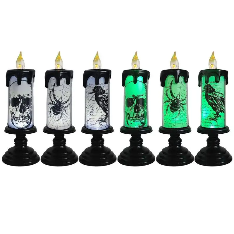 

Halloween LED Candles Horror Halloween LED Flickering Candle Gothic Battery Powered Desktop Lamp For Wedding Festival Christmas