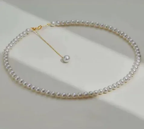 18k gold chain necklaces natural pearl necklace for women au750 jewelry  pearl choker necklace