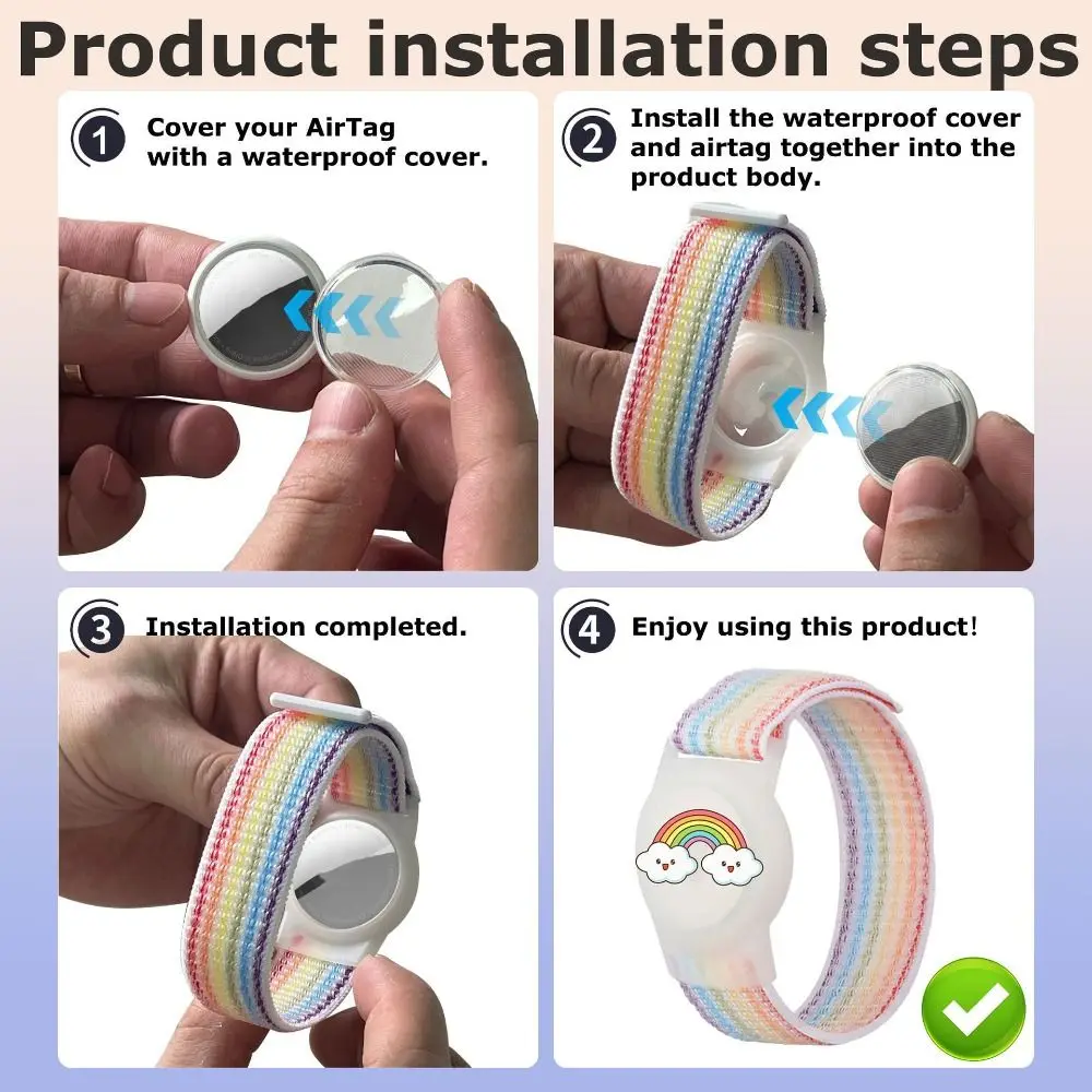 Чехол из ТПУ с мультяшным рисунком, нейлоновый ремешок, водонепроницаемый сменный детский браслет, регулируемый детский браслет для Apple AirTag