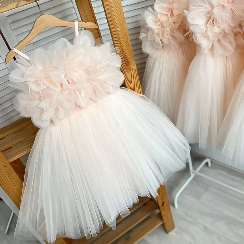 

LORIE Cute Girl Dress Flowers Sleeveless Kids Wedding Party Dress Tulle Fairy Birthday Dress Customized