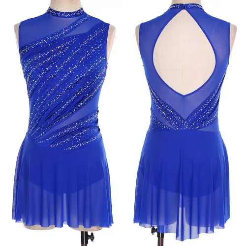 Imagen 2 del producto Jersey de Ballet para mujer, traje de danza contemporánea lírica, Ropa de baile, leotardo de gimnasia con diamantes de imitación brillantes, vestido tutú de patinaje artístico
