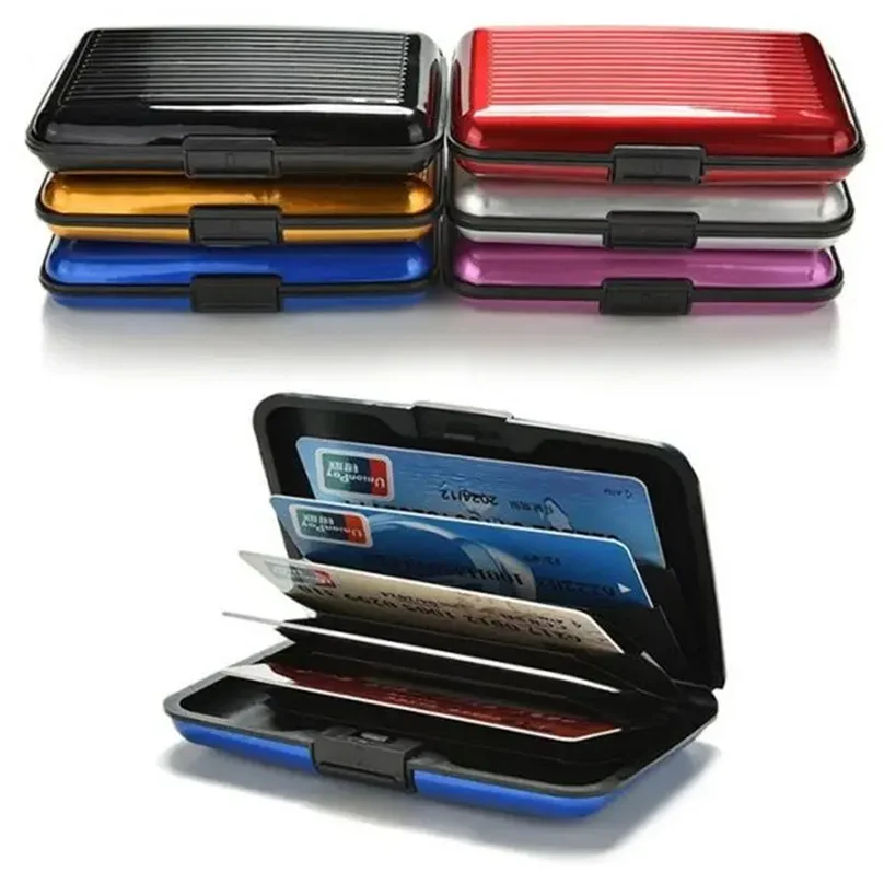 1 Pc Men Aluminum Bank Card Holder Blocking Hard Case Wallet Solid Credit Card Anti-RFID Scanning Protect Card Holder