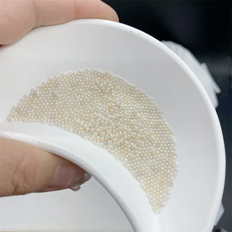 

Wholesale 1.5-2mm White Natural Freshwater Pearls No Hole Mini Near Round Pearl Beads for Women Jewelry Making DIY Raing Hairpin