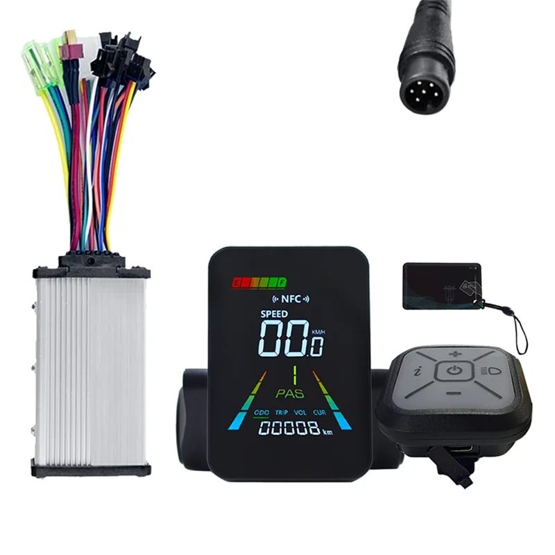 

E-Bike NFC Color LCD Display Electric Scooter 24V/36V/48V/60V UART+ 36V/48V 350W Controller Speedometer 6PIN