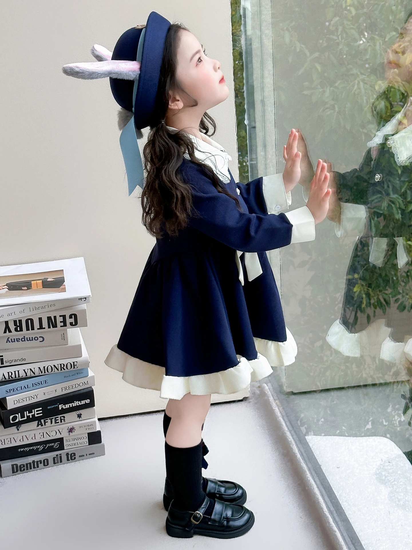 vestido-de-moda-primavera-para-meninas-com-gola-de-desenho-animado-saia-princesa-tecido-de-algodao-e-poliester-macio-e-confortavel-cintura-media-manga-longa