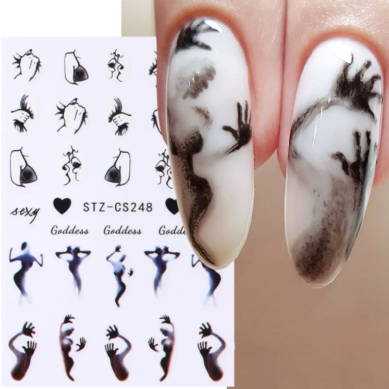 Urocze Oczy Księżyc Gwiazda Naklejki na Paznokcie Fioletowe Złe Oczy Bogini Ozdoby do Paznokci Śliczne Duchy Halloweenowe Samoprzylepne Naklejki Dekoracje