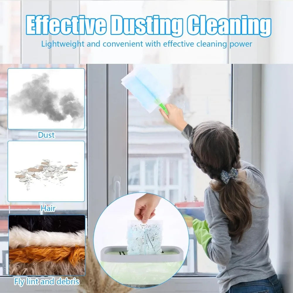 30-Pack Electrostatic Disposable Duster Refills, 180-Degree Head for Home and Office Dusting