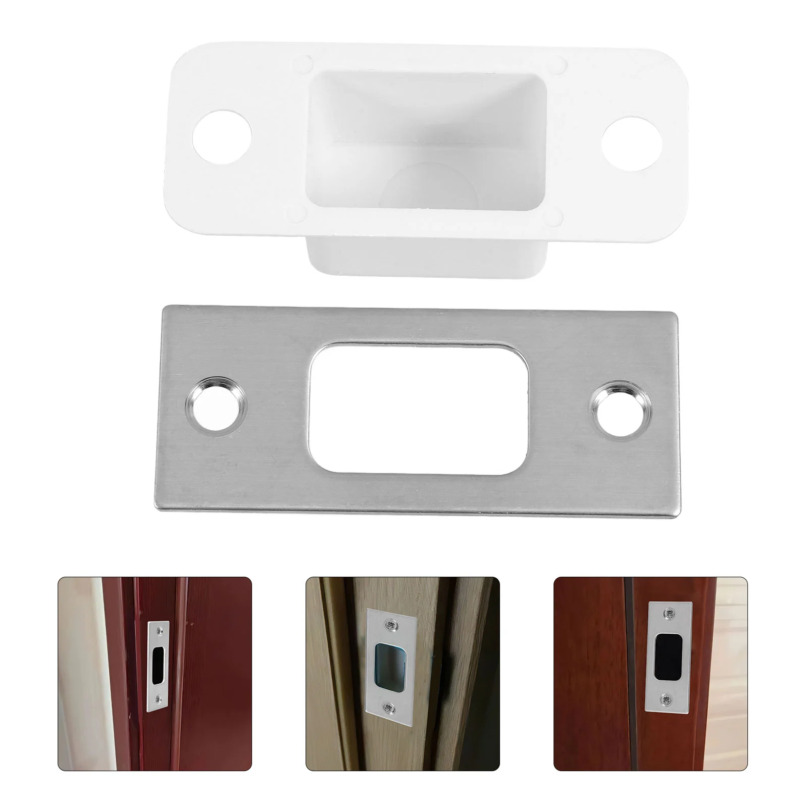 Stainless Steel Door Latch Striker Plates Deadbolt Cover Locks Kick Security Metal Gusset