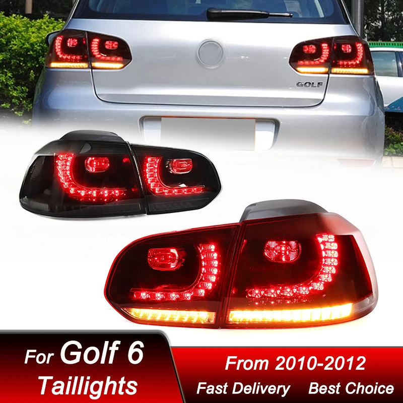 Gaya mobil lampu belakang untuk VW Golf 6 2010-2012 R20 gaya baru lampu belakang LED penuh lampu sinyal belok dinamis lampu ekor Rakitan