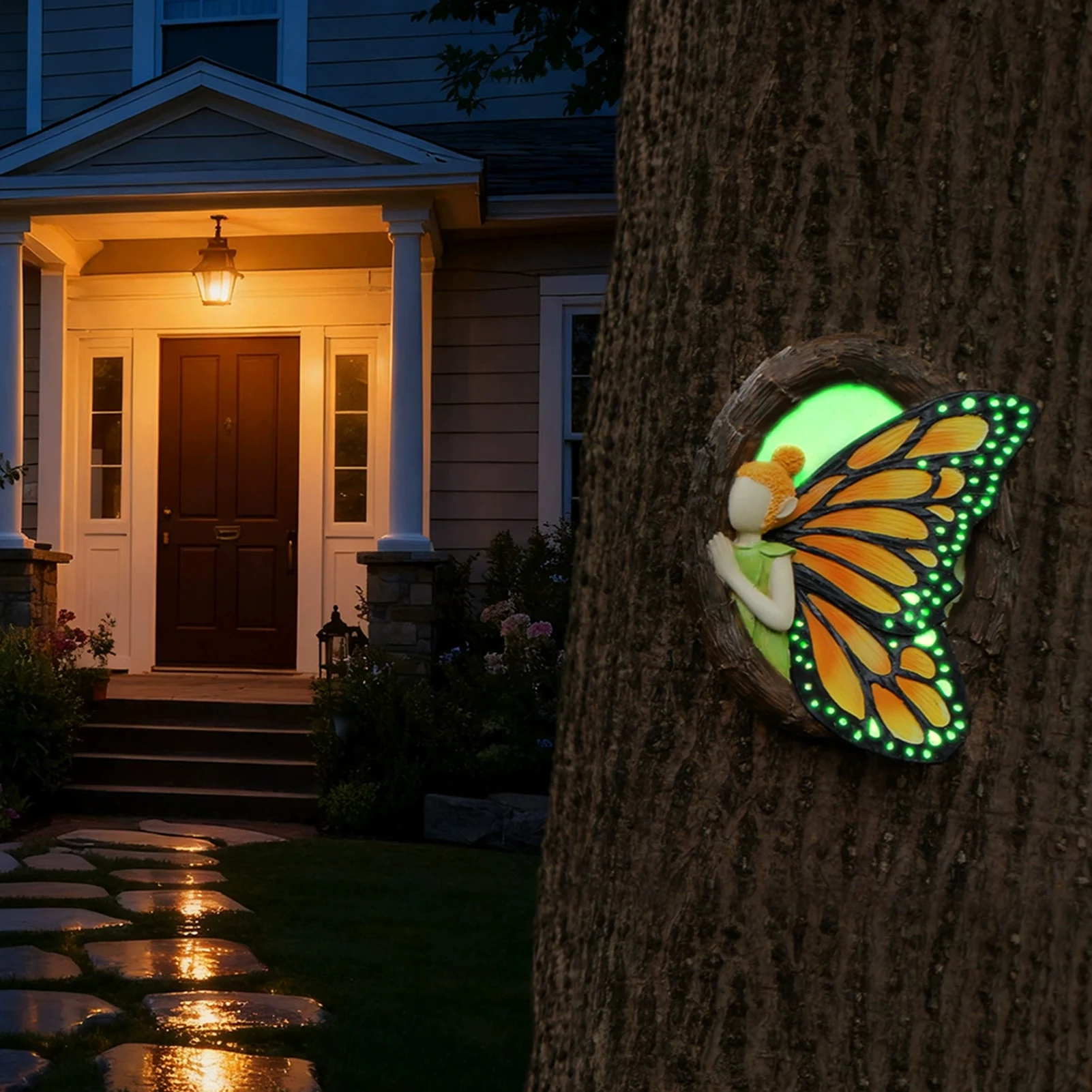 

Resin Glow In Dark Butterfly Fairy Tree Ornament For Outdoor Garden Decoration