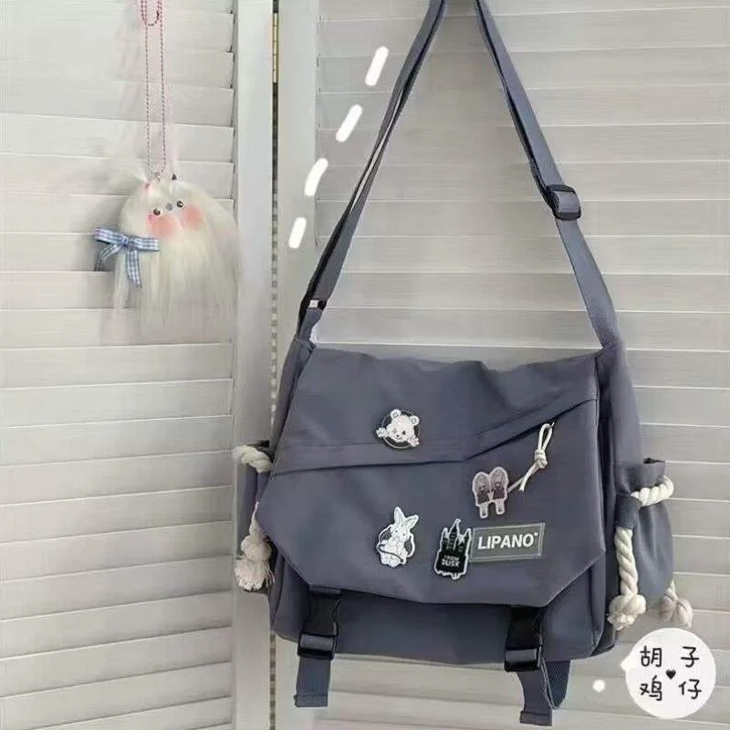 Large Capaci Single oulder Harajuku Bag Men's Sle Student Faion Retro Mailman Workwear Crossbody Bag Nylon Material