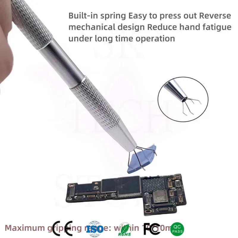 

Прецизионный инструмент для извлечения микросхем, нескользящий захват для винтов, инструмент для снятия батарей, 4-зубчатый электронный держатель для работы в ограниченном пространстве, ремонтный набор