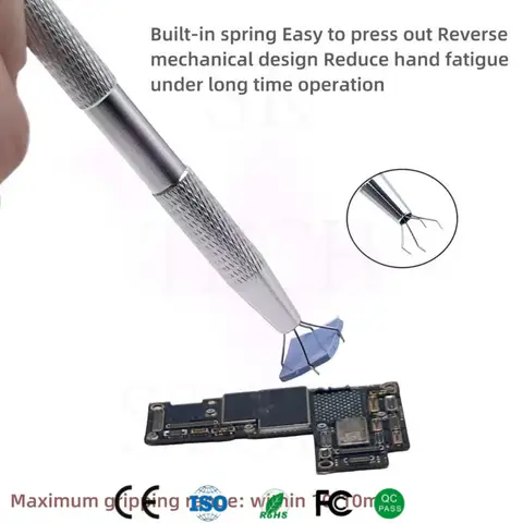 Precision IC Extractor Tool Nonslip Screw Grabber Battery Remover Tool 4-prong Claw Electronic Holder for Tight Space Repair Kit