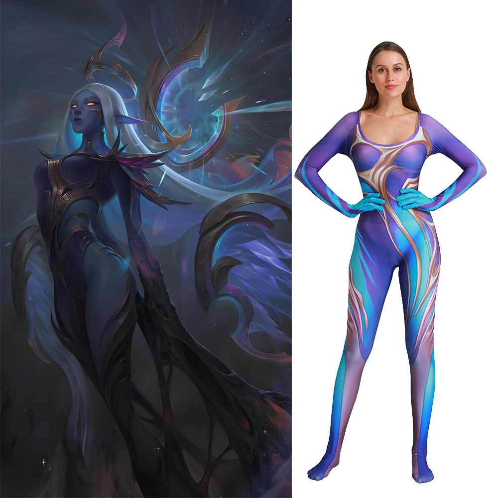 

Dawnbringer Soraka Косплей Костюмы Soraka женский супергерой 3D печатный спандекс зентай Хэллоуин боди комбинезон костюмы для взрослых