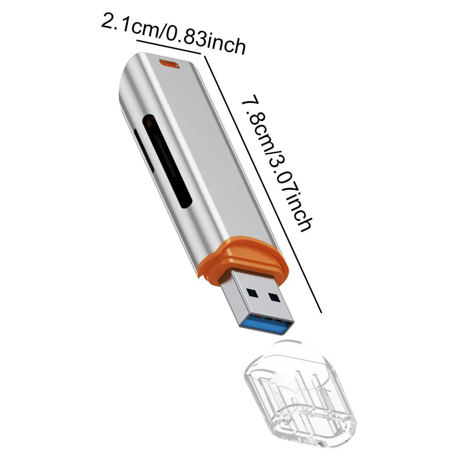 USB 3.0 Card Reader USB A Interface Lanyard Hole Design Practical Replacement Electronics Accessory High Speed Transmission