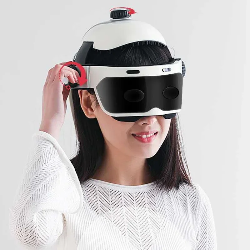 Digital Temple Head and Eyes Massager Electric Helmet Massager Headache Relief Device Automatic Health Care