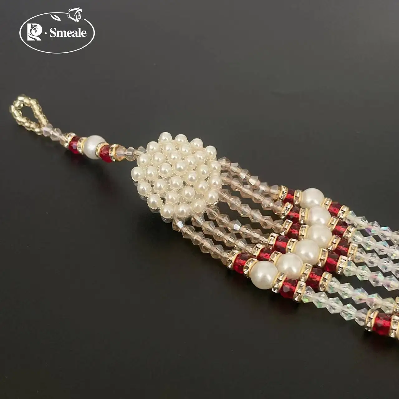 Kristallperlen mit Diamanten-Quaste. Hängende Perlenohrringe, Kopfschmuck, Strass-Schmuck, Spitze, DIY-Bastelzubehör. Qualitätsware RS253211 – Detail 5